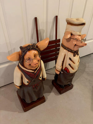 Vintage Bombay Chef Pig Statues Lot #