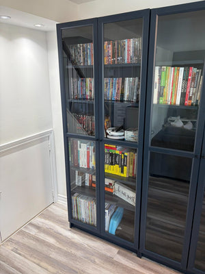 IKEA BILLY Glass Door Bookcase Lot #1 (Navy Blue)