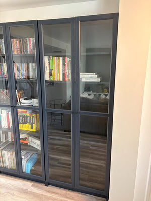 IKEA BILLY Glass Door Bookcase Lot #2 (Navy Blue)