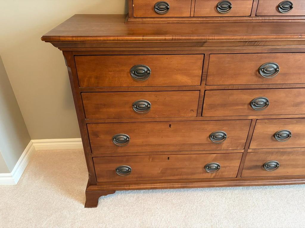 Durham Solid Wood 10 Drawer Dresser with Mirrored Vanity Topper