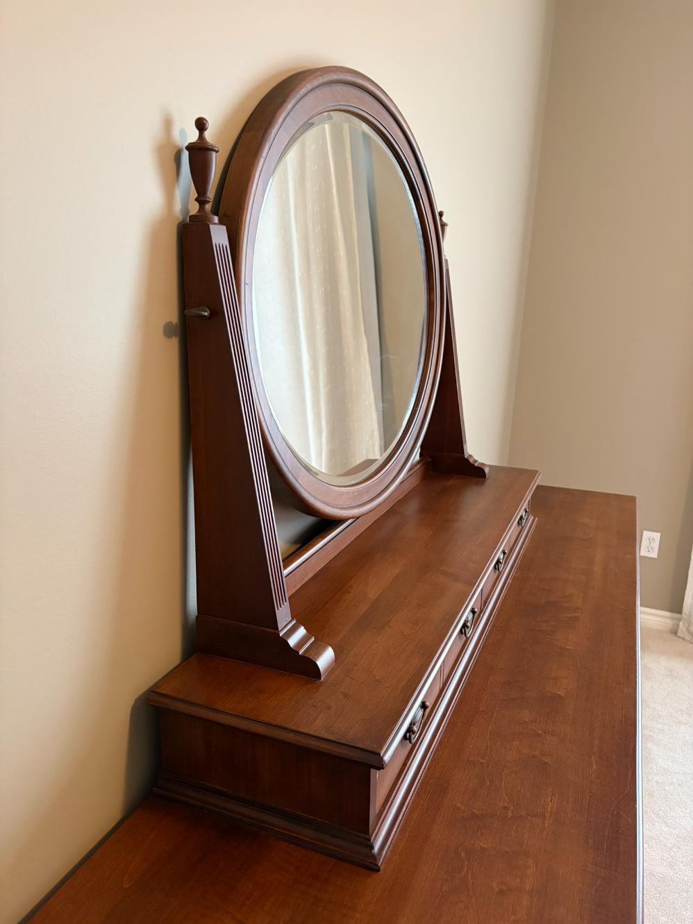 Durham Solid Wood 10 Drawer Dresser with Mirrored Vanity Topper