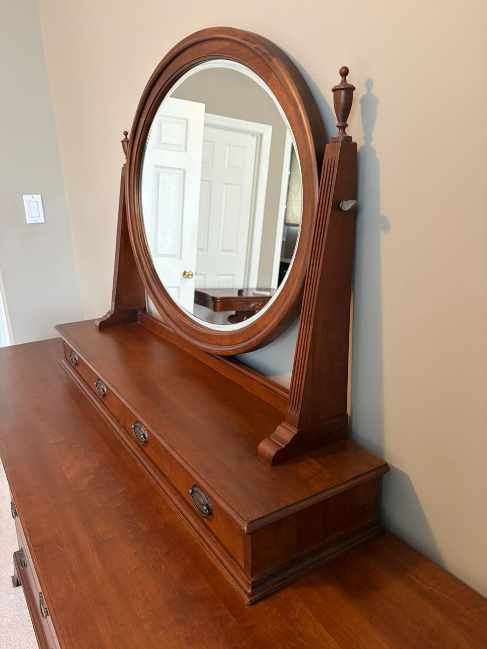 Durham Solid Wood 10 Drawer Dresser with Mirrored Vanity Topper