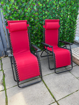 Pair Zero Gravity Patio Armchairs