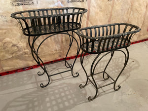 Pair Metal Basket Planters
