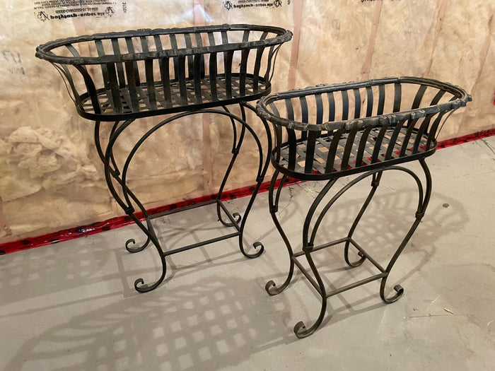 Pair Metal Basket Planters