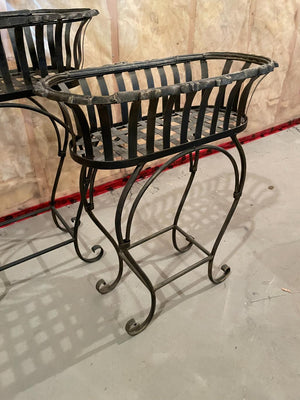 Pair Metal Basket Planters