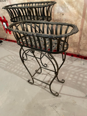 Pair Metal Basket Planters