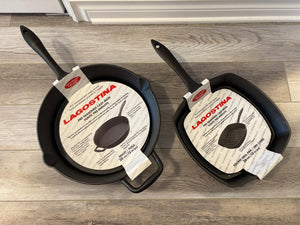 Pair Lagostina Cast Iron Skillets