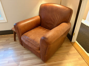 Down Filled Authentic Leather Armchair Lot #1