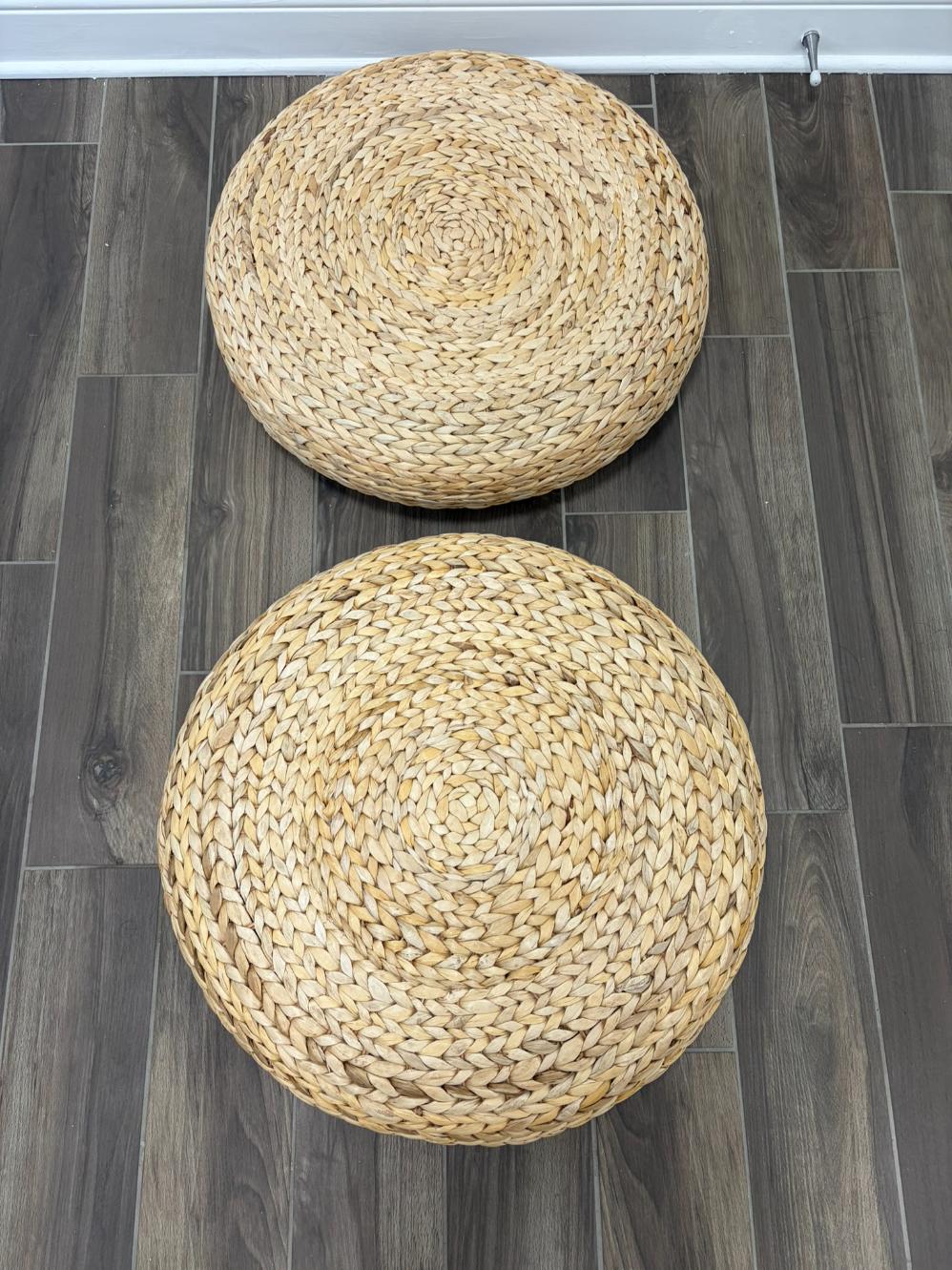 Pair Wicker Footrests