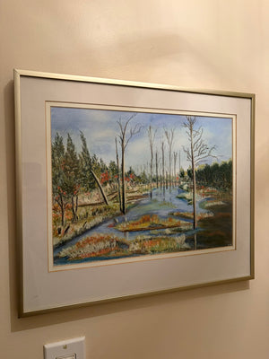 Framed Pastel on Canvas Lot #1