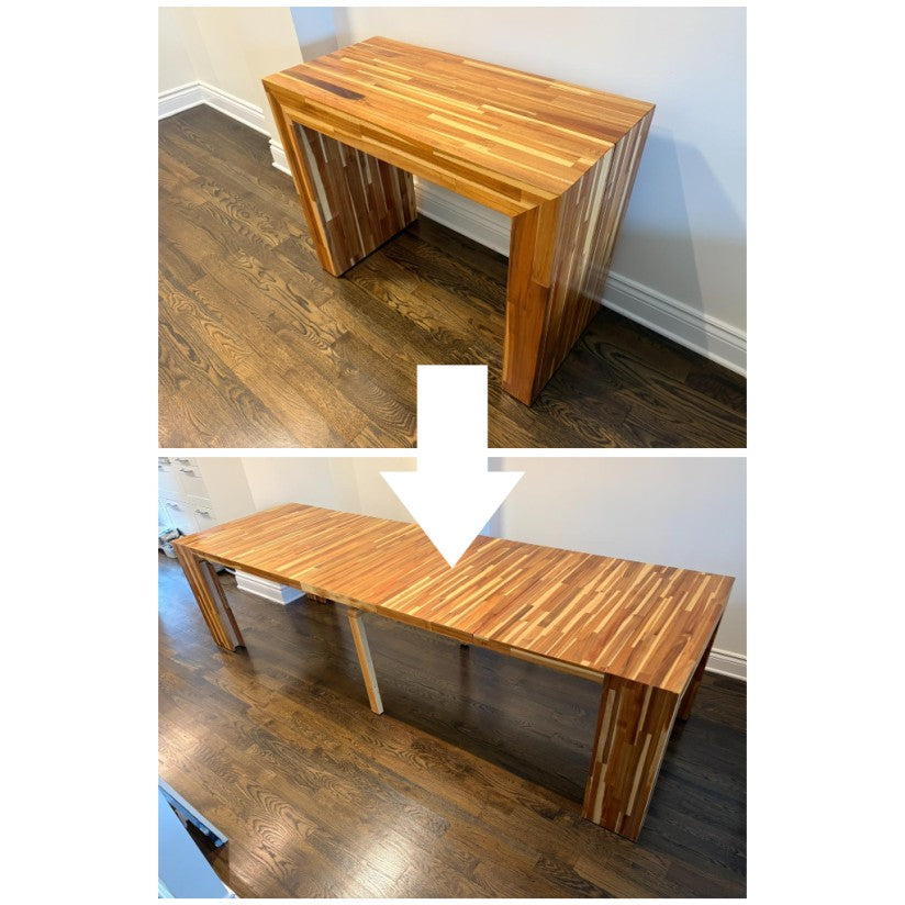Transformer Table Solid Acacia Wood Extendable Dining Table
