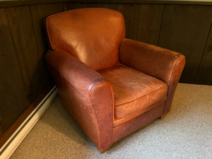 Down Filled Authentic Leather Armchair Lot #2