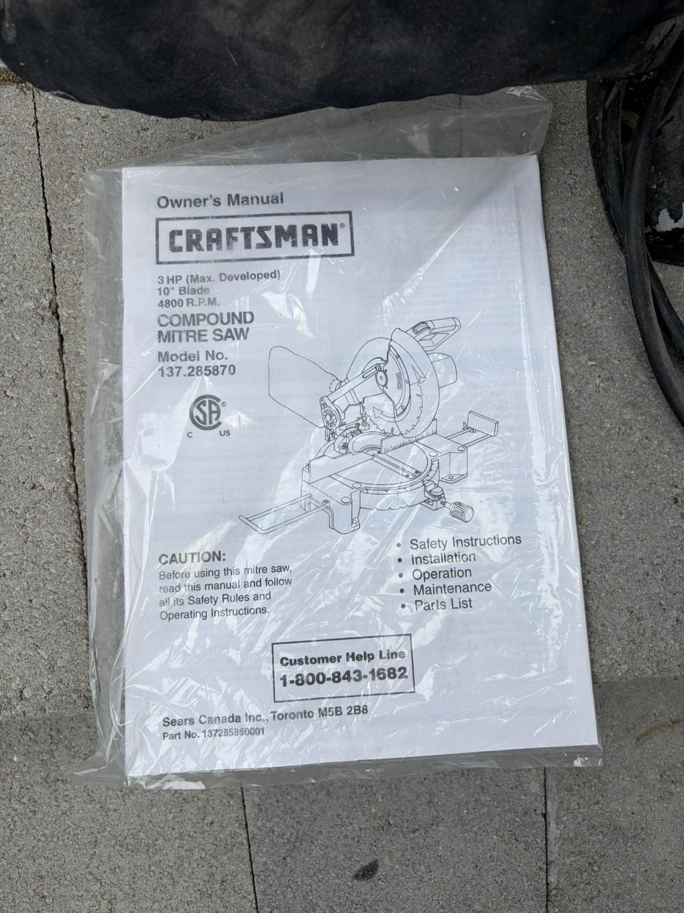 Craftsman 10” Compound Miter Saw 137.285870