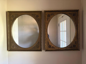 Pair Framed Wall Mirrors