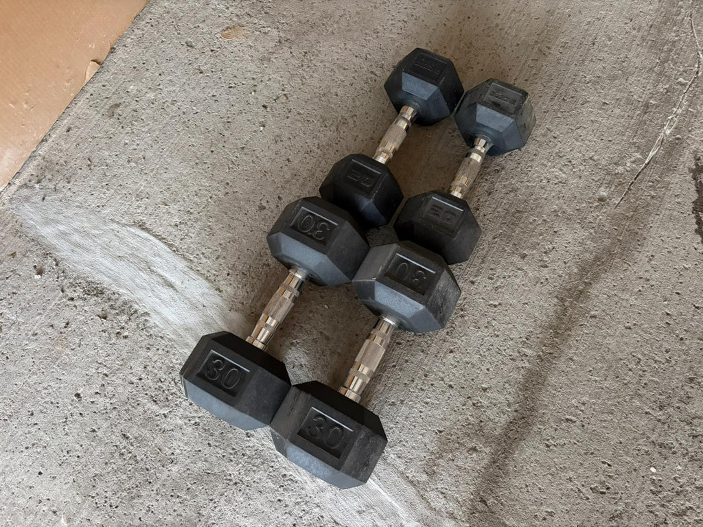 Hexagonal Rubber Dumbbells Lot