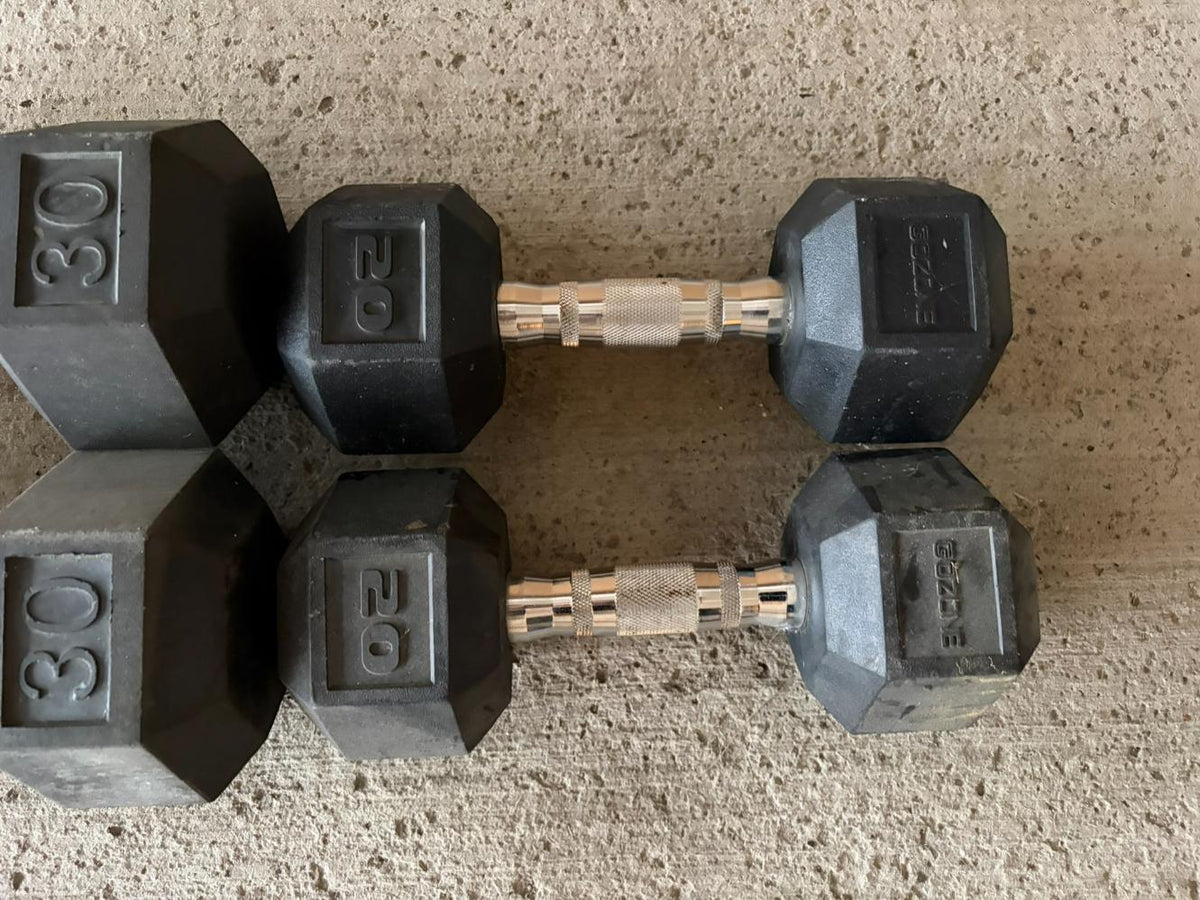 Hexagonal Rubber Dumbbells Lot