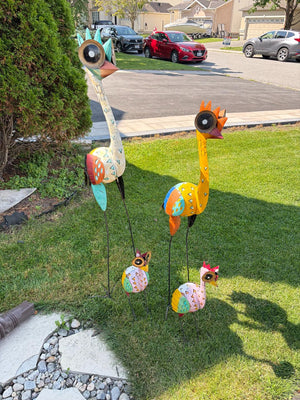 Artisanal Metal Bird Garden Statues