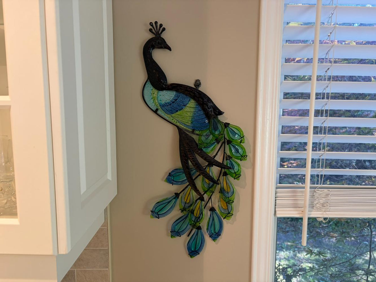 Glass Wall Peacock Decor