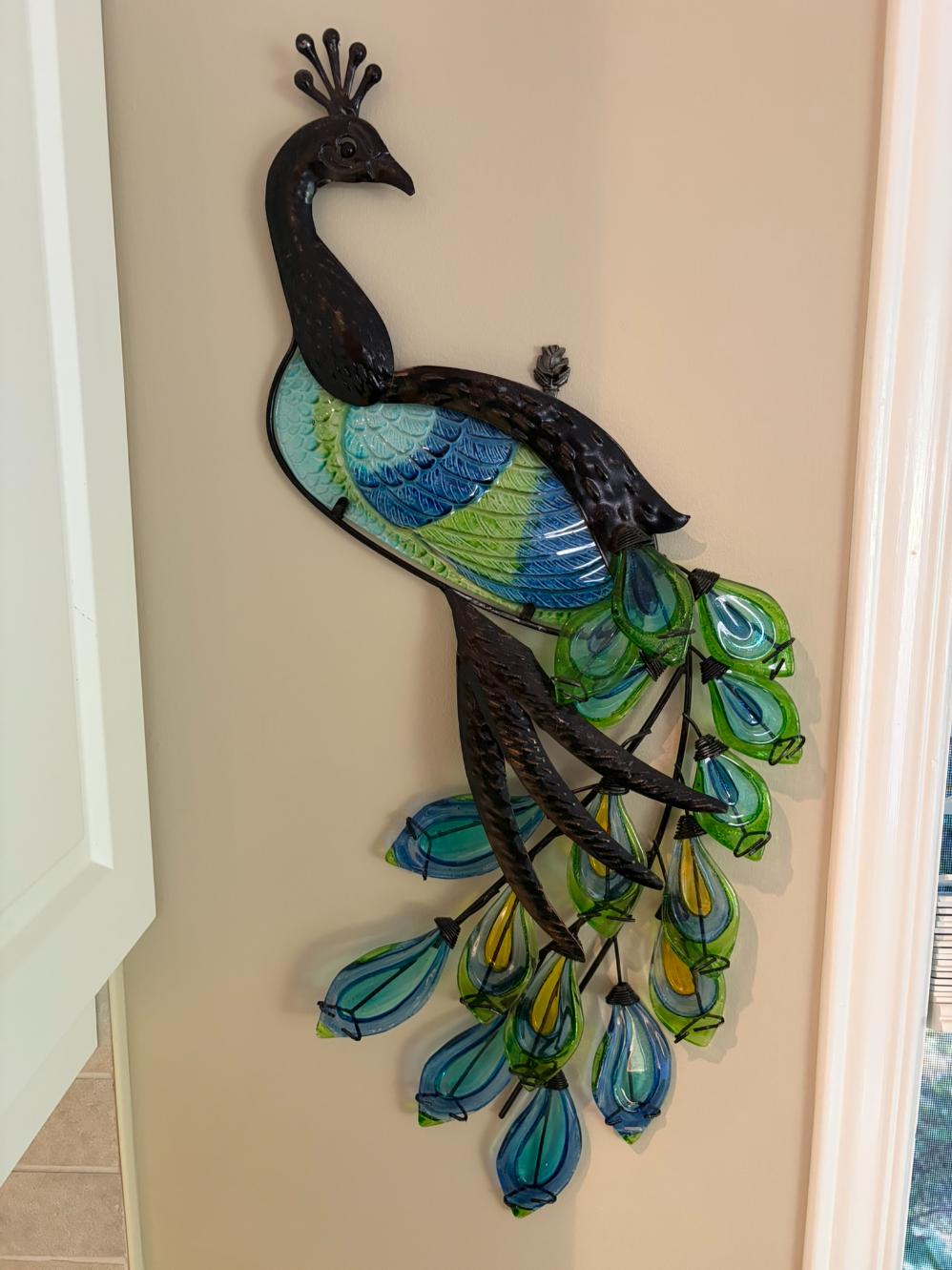 Glass Wall Peacock Decor