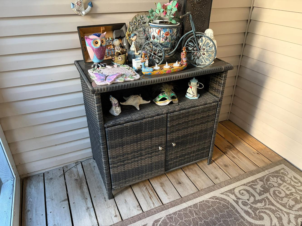 Wicker Patio Cabinet