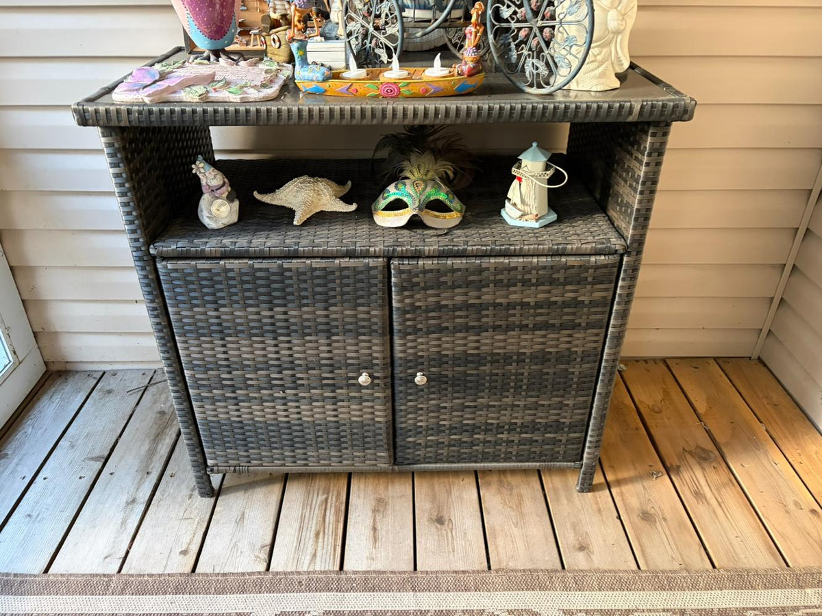 Wicker Patio Cabinet