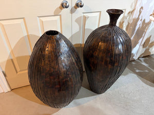 Pair Large Metal Vases