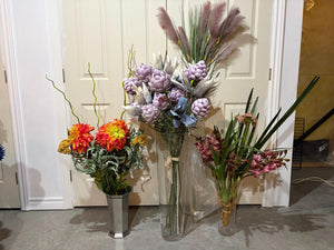 Set of 3 Floral Vases