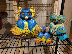 Set of 3 Decorative Metal Owls