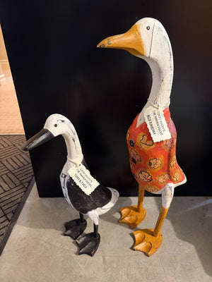 Pair Artisanal Wooden Ducks