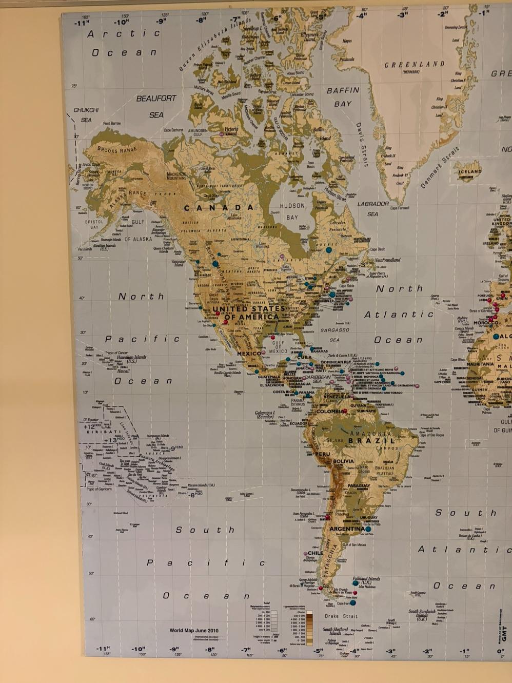 Large Framed World Map