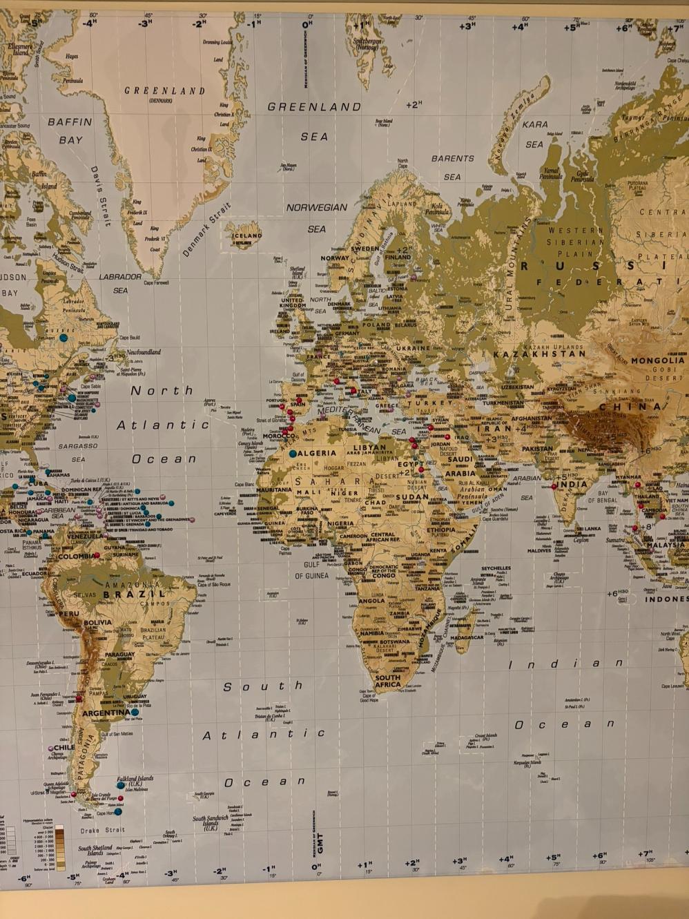 Large Framed World Map