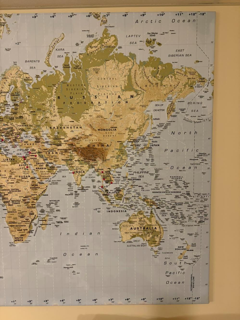 Large Framed World Map