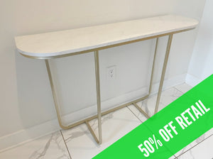 Wayfair Faux White Marble Console Table with Gold Base