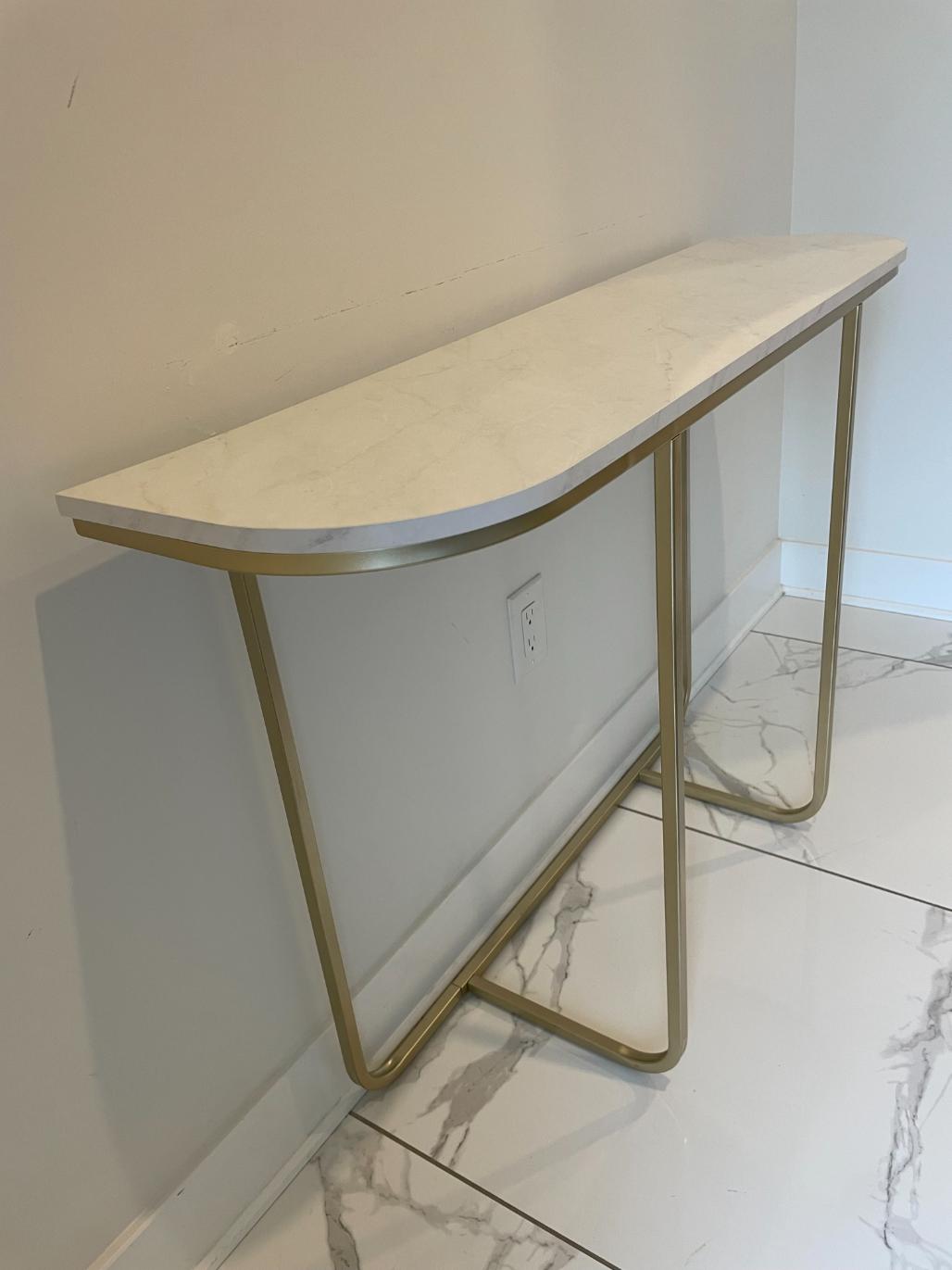 Wayfair Faux White Marble Console Table with Gold Base