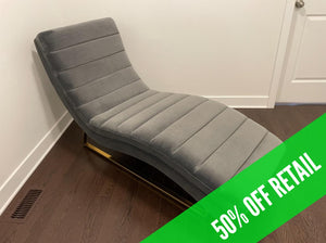 Marsha Velvet Chaise Lounge with Gold Base