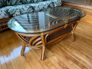 Glass Top Rattan Coffee Table