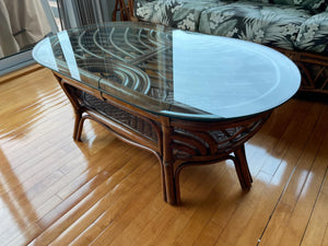 Glass Top Rattan Coffee Table