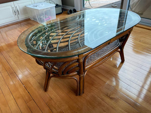 Glass Top Rattan Coffee Table