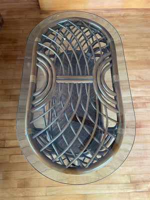 Glass Top Rattan Coffee Table