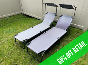 Pair Outsunny Outdoor Chaise Lounge Chairs