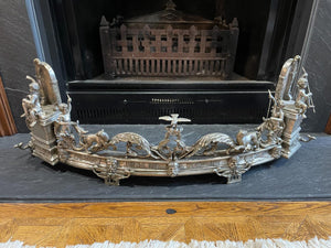 3.5 Foot Maitland Smith Bronze Figural Fireplace Fender