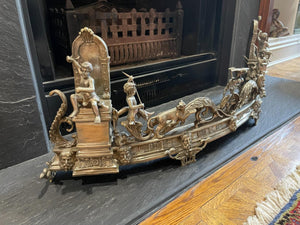 3.5 Foot Maitland Smith Bronze Figural Fireplace Fender