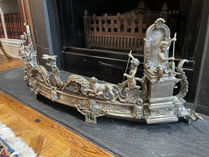 3.5 Foot Maitland Smith Bronze Figural Fireplace Fender