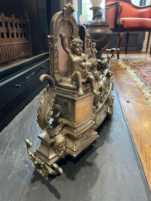 3.5 Foot Maitland Smith Bronze Figural Fireplace Fender