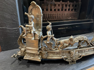 3.5 Foot Maitland Smith Bronze Figural Fireplace Fender