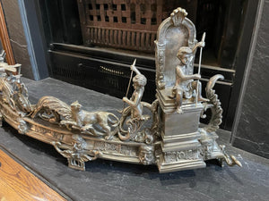 3.5 Foot Maitland Smith Bronze Figural Fireplace Fender
