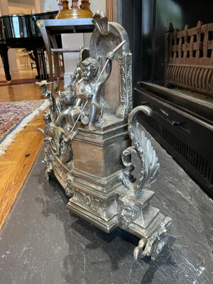 3.5 Foot Maitland Smith Bronze Figural Fireplace Fender
