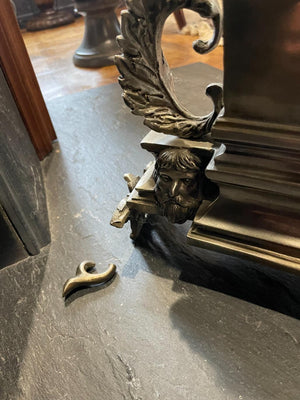 3.5 Foot Maitland Smith Bronze Figural Fireplace Fender