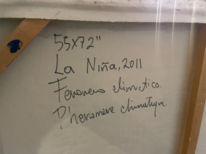 Acrylic, Concrete & Ink on Canvas – Luis Fernando Suprez “La Nina” (4.5ft x 6ft)